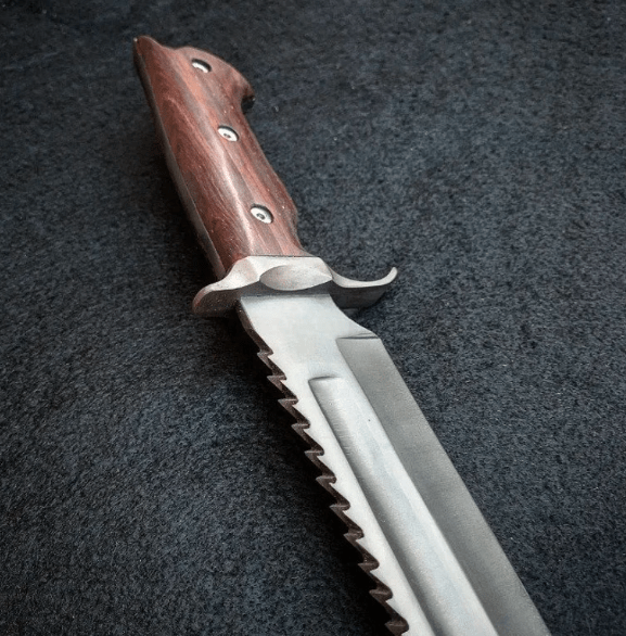 Hand-Forged Bowie Knife: 14c28N Steel Hunting Bushcraft Knife with Leather Sheath - Image 3