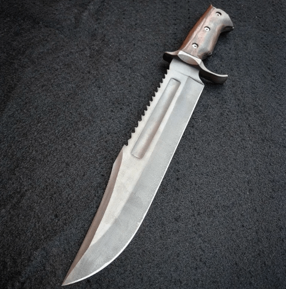 Hand-Forged Bowie Knife: 14c28N Steel Hunting Bushcraft Knife with Leather Sheath - Image 4