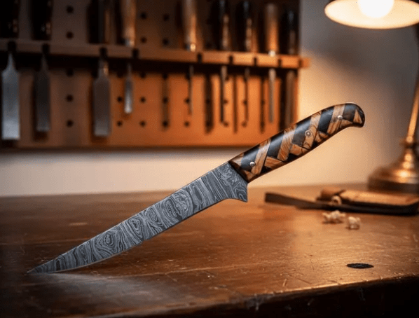 Fishing Fillet Knife Handmade Damascus Steel Flexible Blade Fillet Knife gift for groomsmen birthday gift for men comes with Leather Sheath