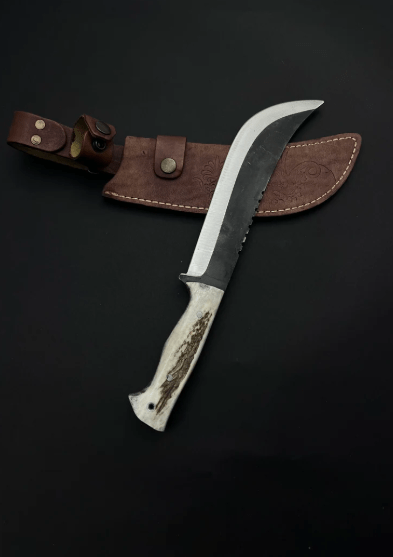 Deer Horn Handle Machete Knife , Handmade Hunting Knive , Scimitar Knive , Groomsmen Knife , Antler Hanhle Knife , Camping Gifts for Men - Image 2