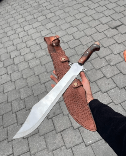 Hand forged Machete, Full Tang Survival Knife, Survival Tool, Ready to Use Machete Knife, Leather Sheath