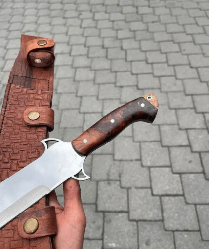 Hand forged Machete, Full Tang Survival Knife, Survival Tool, Ready to Use Machete Knife, Leather Sheath - Image 2