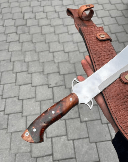 Hand forged Machete, Full Tang Survival Knife, Survival Tool, Ready to Use Machete Knife, Leather Sheath - Image 4