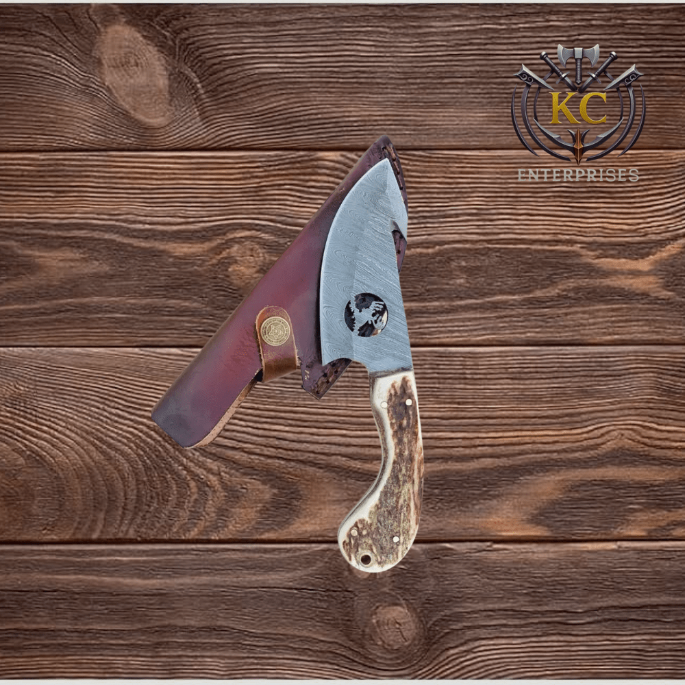 Professional Hunter’s Damascus Skinner with Natural Antler Grip Special gift for Birthday| Christmas | Anniversary - Image 3