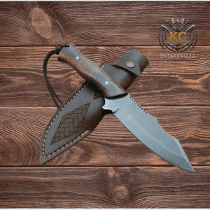 Handmade Stainless Steel Tracker Knife: Walnut Grip, Leather Sheath