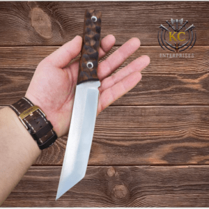 Handmade Tanto Knife: 1.4116 Stainless Steel, Walnut Handle, Leather Sheath