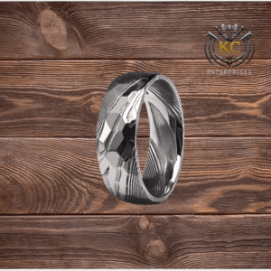 Silver Damascus Tungsten Wedding Band, Promise Engagement Anniversary Ring For Him, Valentine's Day Rings