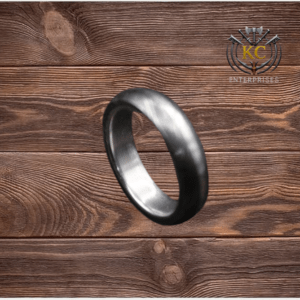 Handmade Damascus Steel Ring, Silver Inlay Wedding Band