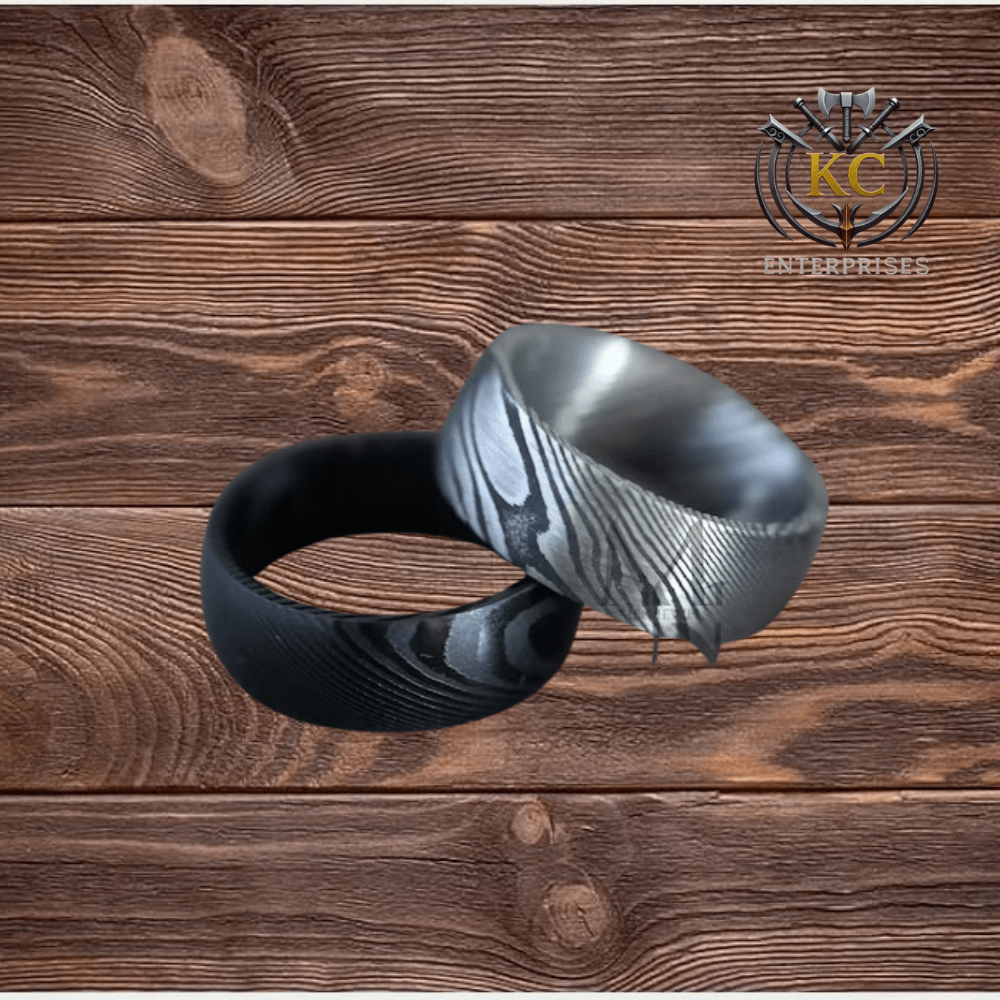Silver Damascus Steel Ring, 8mm Silver Band, Genuine Damascus Steel, Unique Handmade Ring, Engagement and Anniversary Gift for Him - Image 3