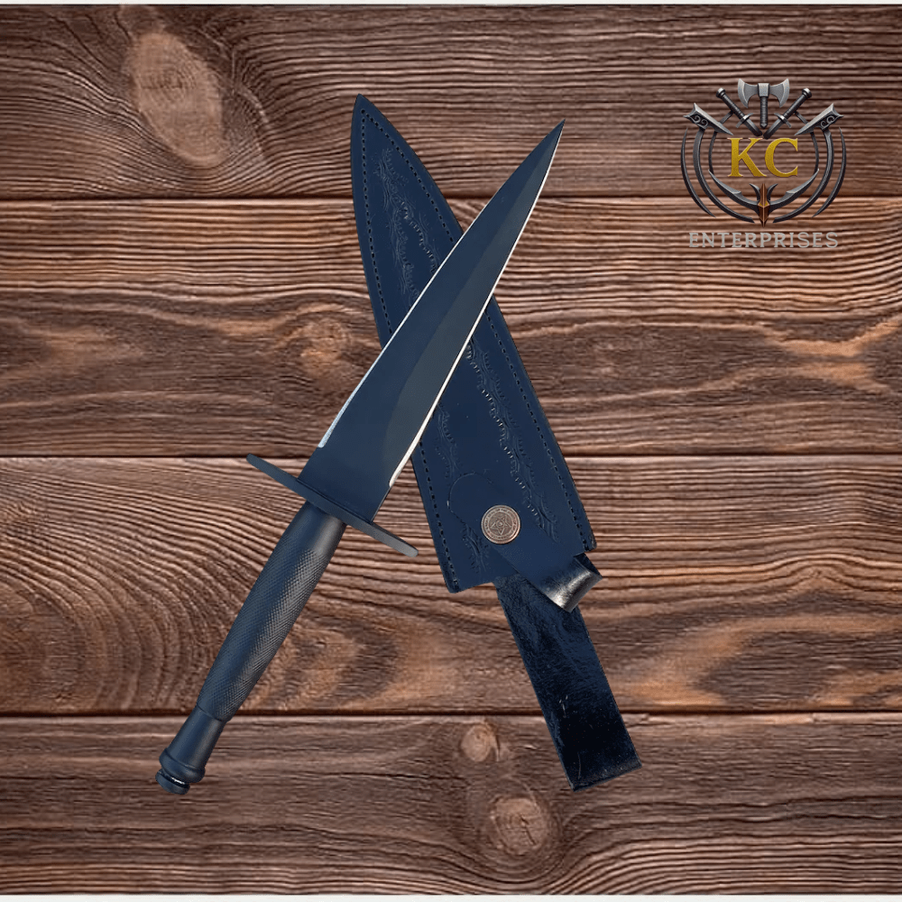 Handmade D2 steel Dagger knife, Custom handmade Personalized Knife with leather sheath, Black Coated dagger knife with sheath