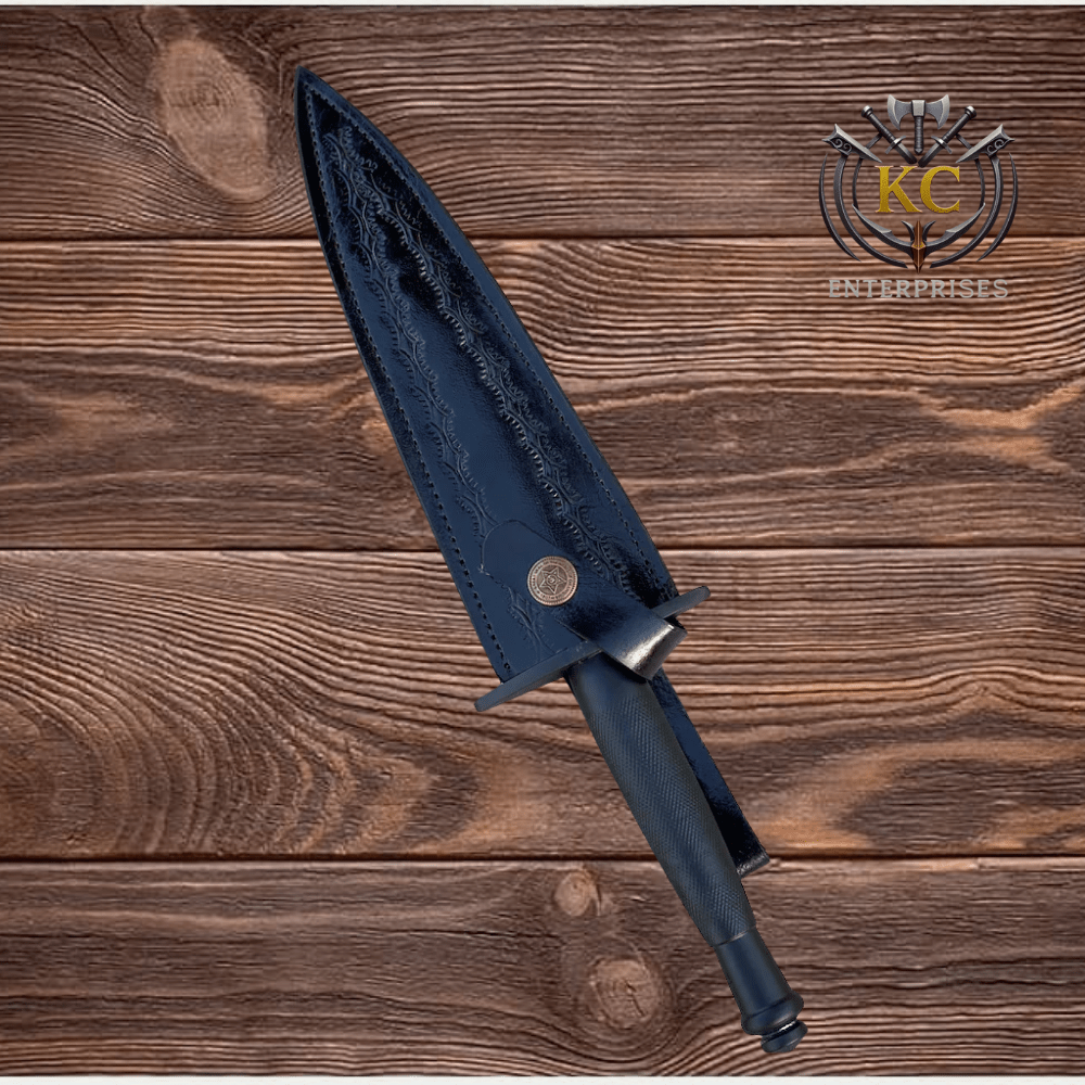 Handmade D2 steel Dagger knife, Custom handmade Personalized Knife with leather sheath, Black Coated dagger knife with sheath - Image 3