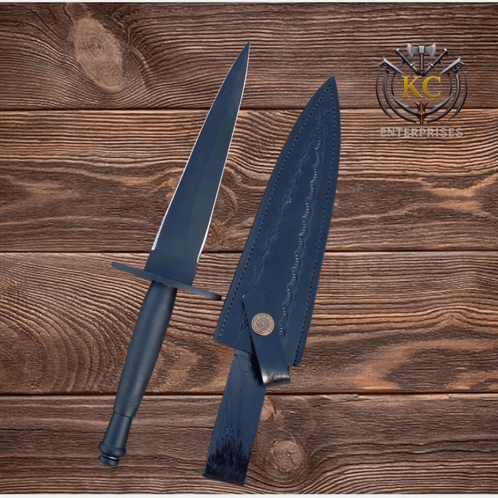 Handmade D2 steel Dagger knife, Custom handmade Personalized Knife with leather sheath, Black Coated dagger knife with sheath - Image 2