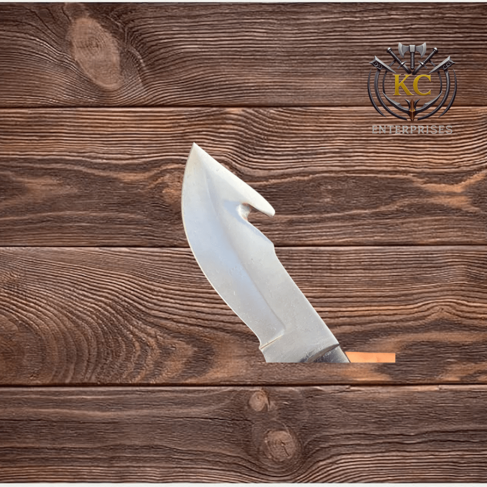 Handcrafted Gut Hook Hunting Knife – Resin Handle (Green & Purple) - Image 3