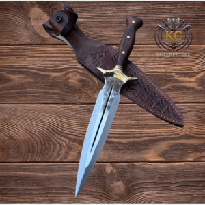 Handmade Walnut Handle Dagger Knife: Fairbairn Sykes Double Edge Knife Groomsmen Gifts