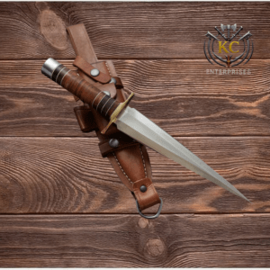 D2 Steel Dagger: Leather Handle & Cow Hide Sheath