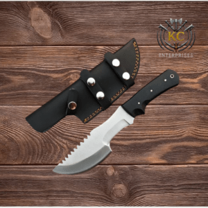 Handmade D2 Steel Tracker Knife: Full Tang Micarta Handle, Leather Sheath