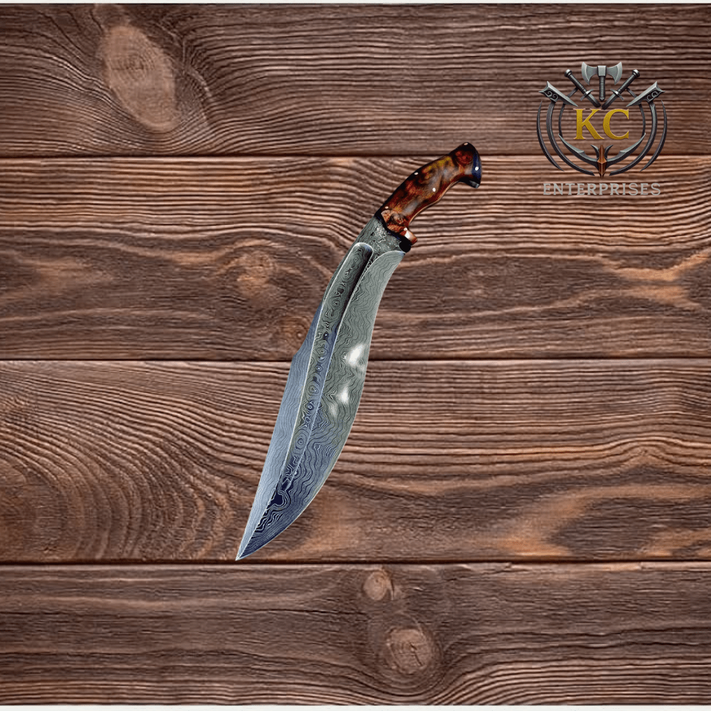 Handmade Damascus Steel Kukri Knife with Leather Holster Strap | Kukri Fighter | Best Kukri Machete | Best Gift for Men | Christmas Gift - Image 2