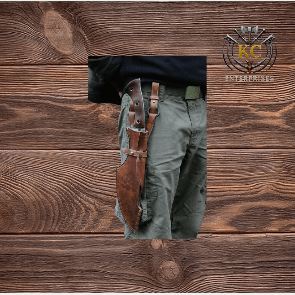 Handmade Damascus Steel Kukri Knife with Leather Holster Strap | Kukri Fighter | Best Kukri Machete | Best Gift for Men | Christmas Gift - Image 4